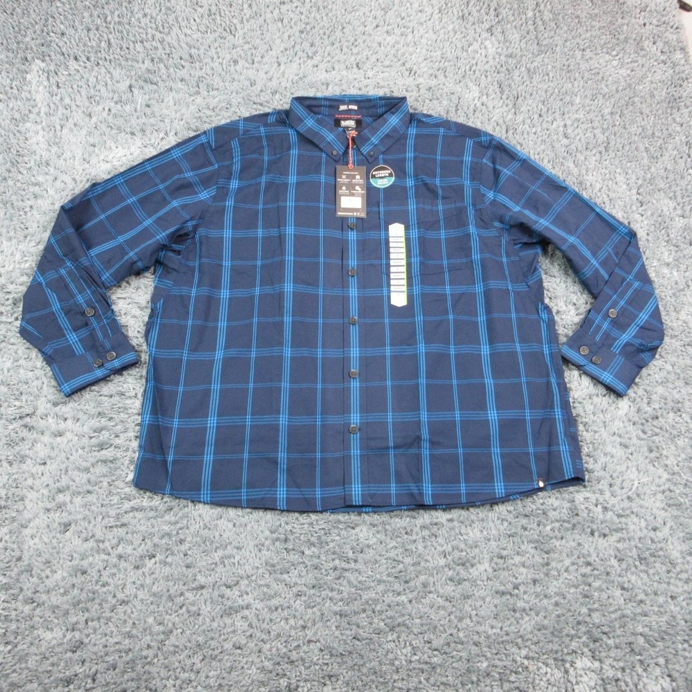 Alaskan Hardgear Shirt Mens 2XL Blue Plaid Button-Up Long Sleeve Untucked NWT